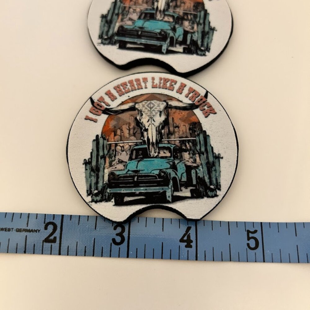 Cup holder coaster - 2.5" - "Heart Like a Truck" - for Lainey Wilson super fans!